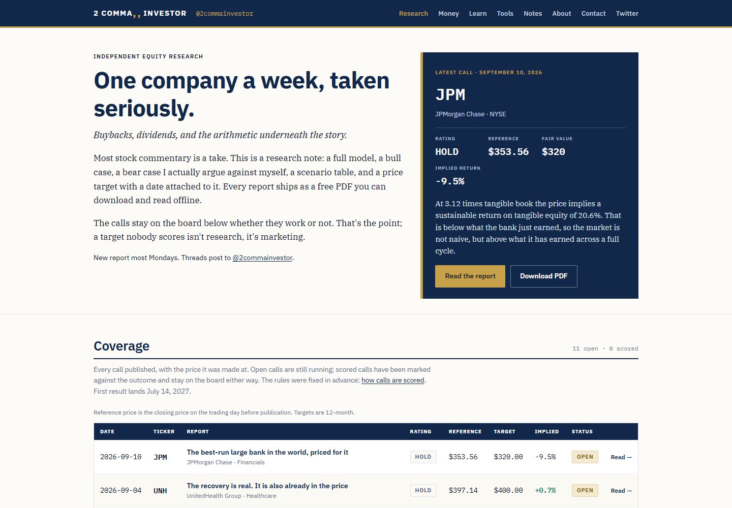 2 Comma Investor website homepage