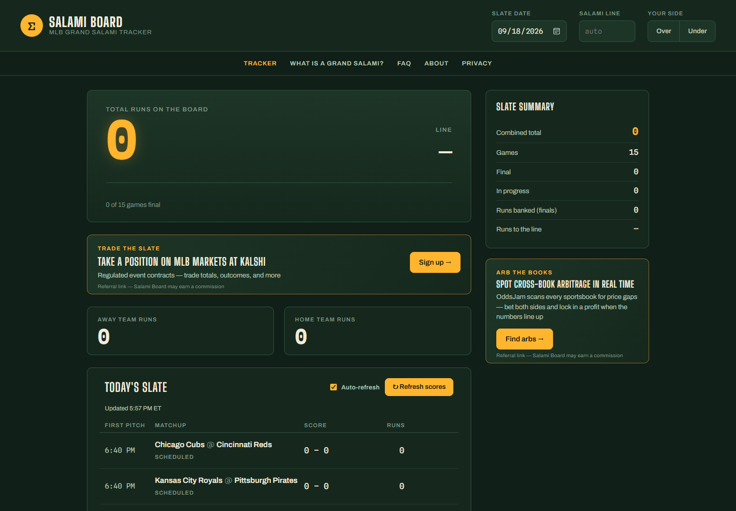Salami Board website homepage